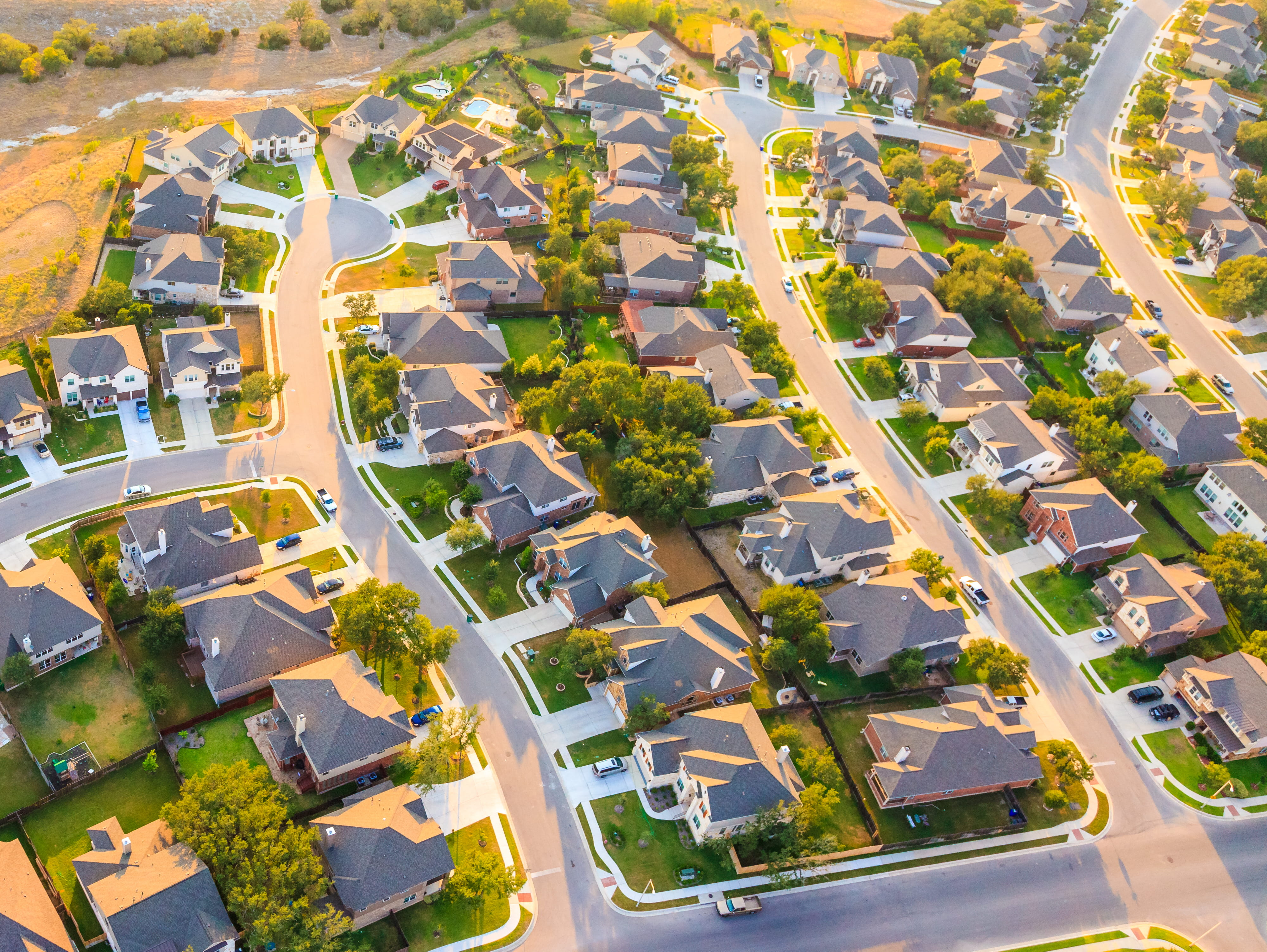 Aerial view of suburbs