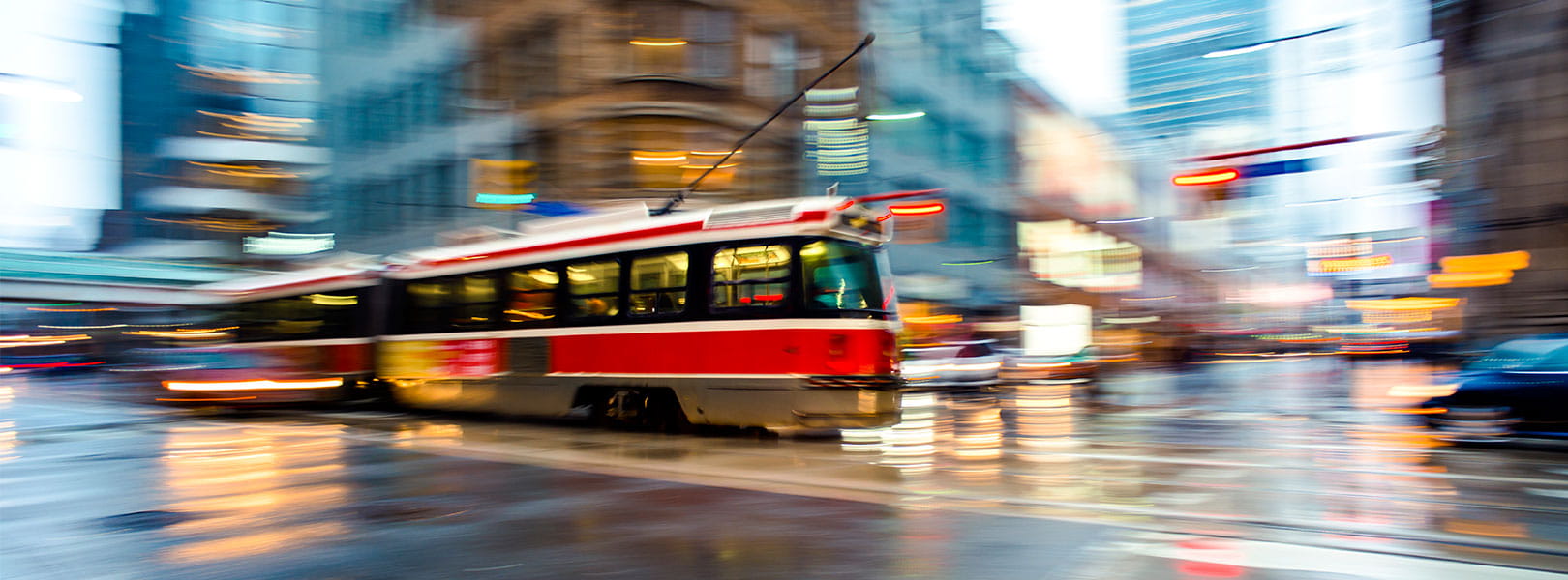 Tram moving