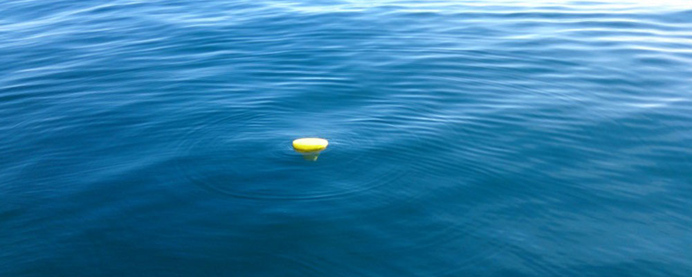 Advisian oil spill tracking buoy in water